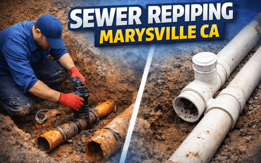 Sewer Repiping in Marysville CA with Cleanout Installation