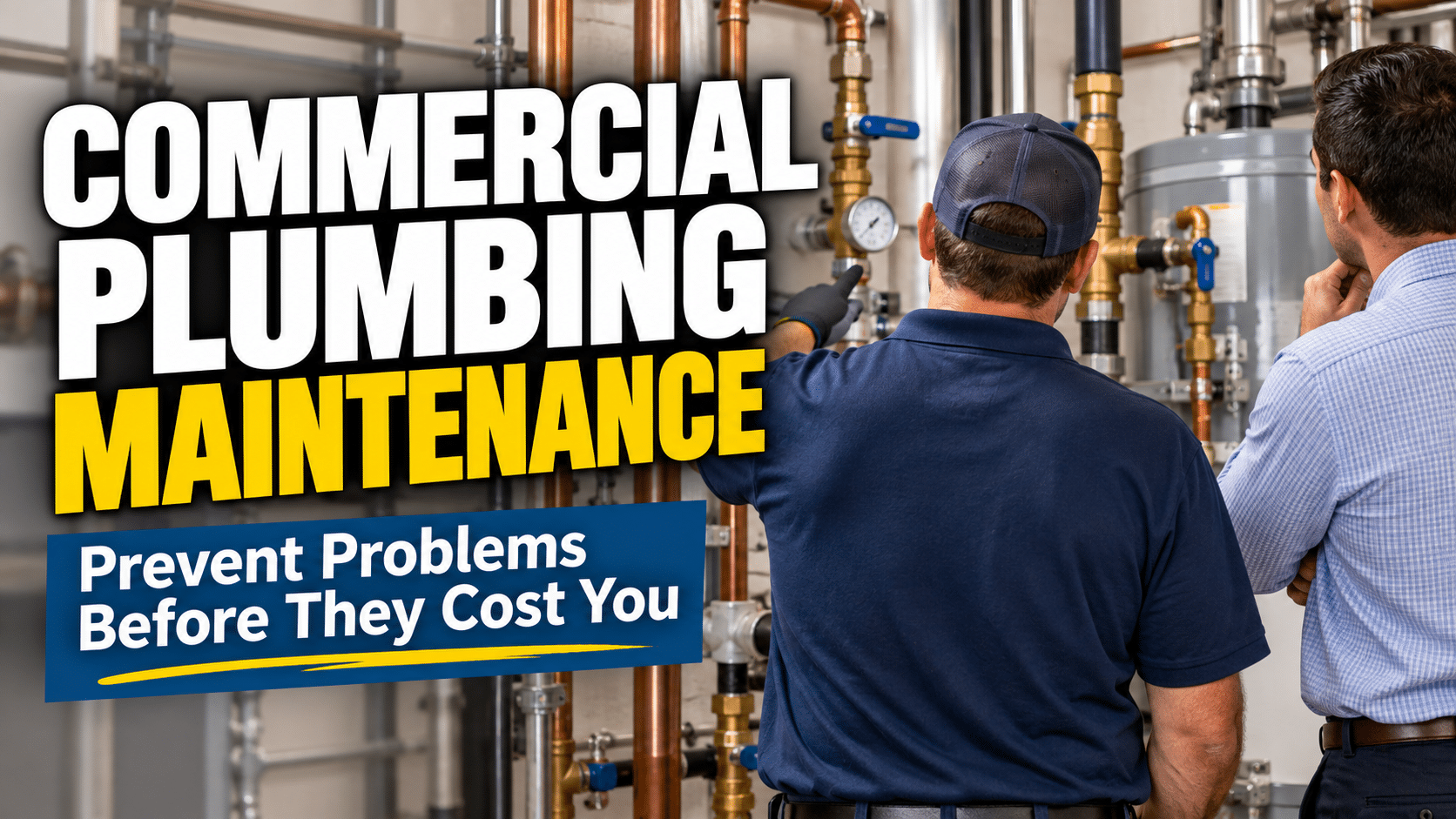 Commercial plumber performing preventive plumbing maintenance for a Sacramento business